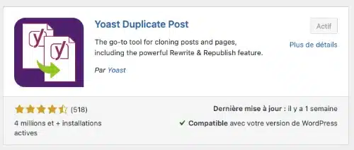 dupliquez facilement un post ou une page wordpress avec le plugin Yoast Duplicate Post